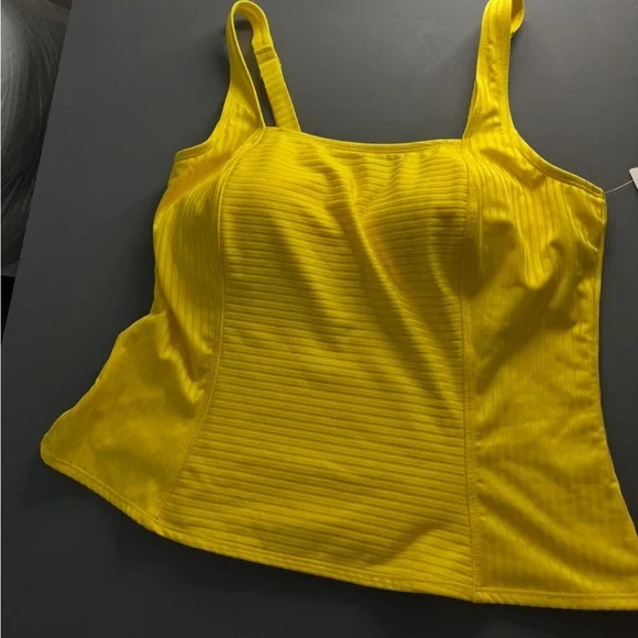 Addition Elle Yellow Ribbed Fitted Tank Top - Picture 1 of 5